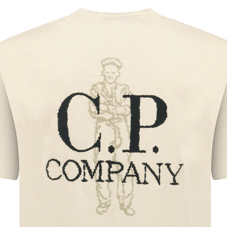 CP Company 1020 Jersey Short Sleeve Embroidery T-Shirt in Beige - Boinclo - Outlet Sale Under Retail