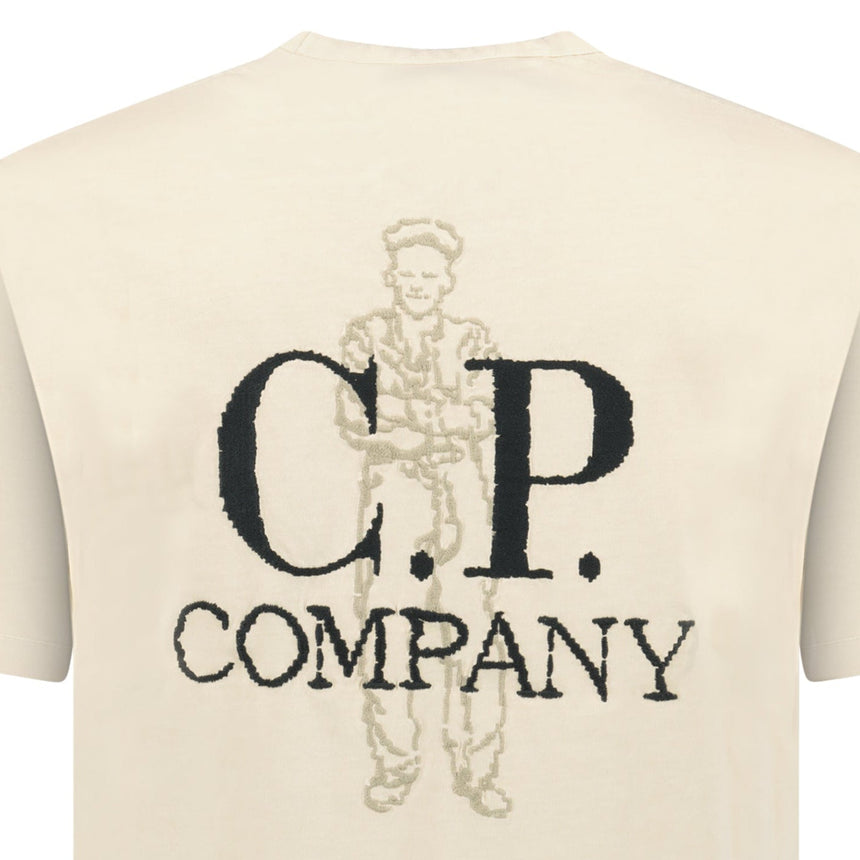 CP Company 1020 Jersey Short Sleeve Embroidery T-Shirt in Beige - Boinclo - Outlet Sale Under Retail