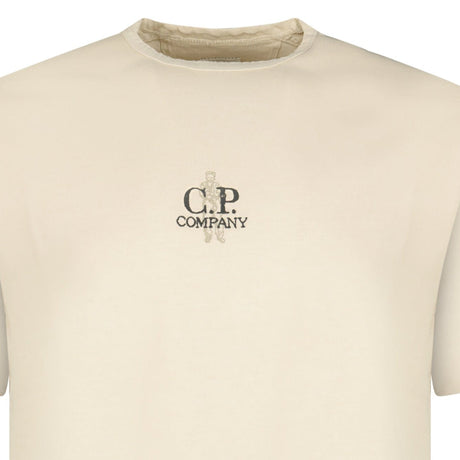 CP Company 1020 Jersey Short Sleeve Embroidery T-Shirt in Beige - Boinclo - Outlet Sale Under Retail