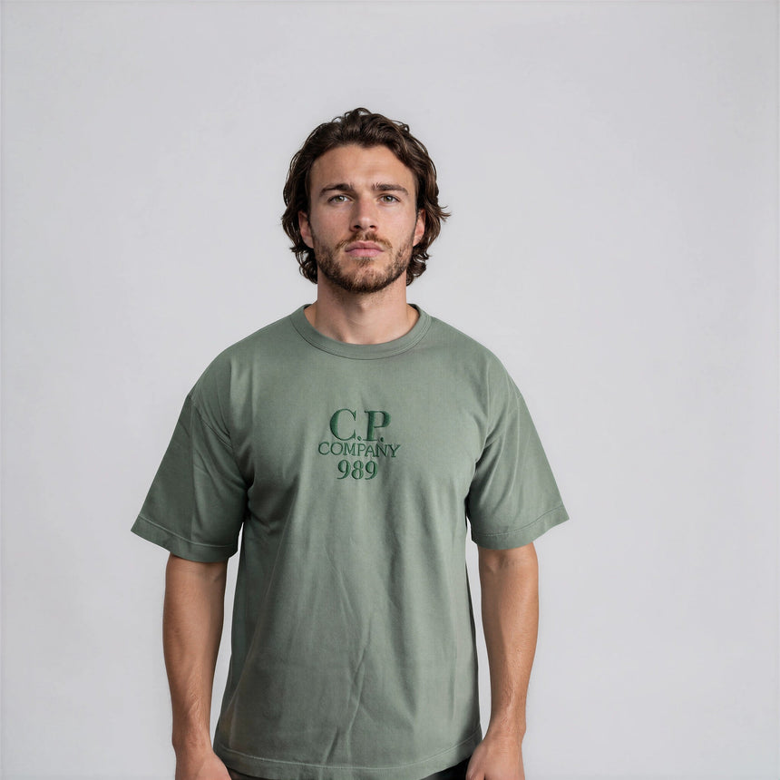 CP Company 20/1 Jersey Boxy Logo T-Shirt Thyme Green - Boinclo - Outlet Sale Under Retail