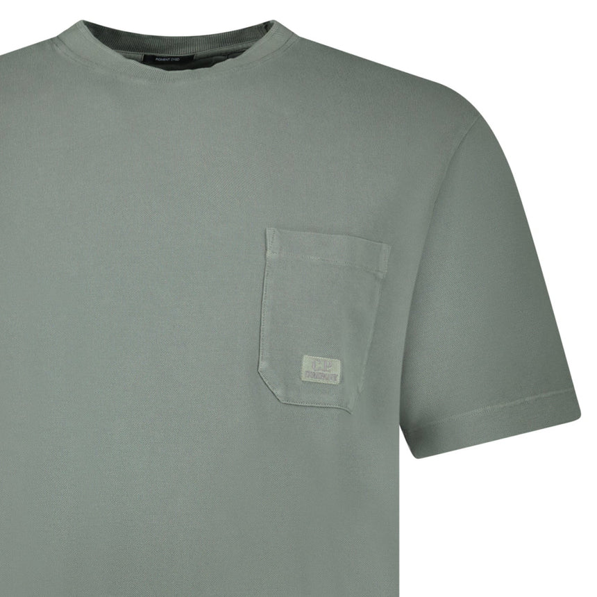 CP Company 24/1 Piquet Pigment Dyed T-Shirt in Gunmetal Grey - Boinclo - Outlet Sale Under Retail