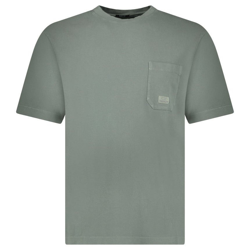 CP Company 24/1 Piquet Pigment Dyed T-Shirt in Gunmetal Grey - Boinclo - Outlet Sale Under Retail