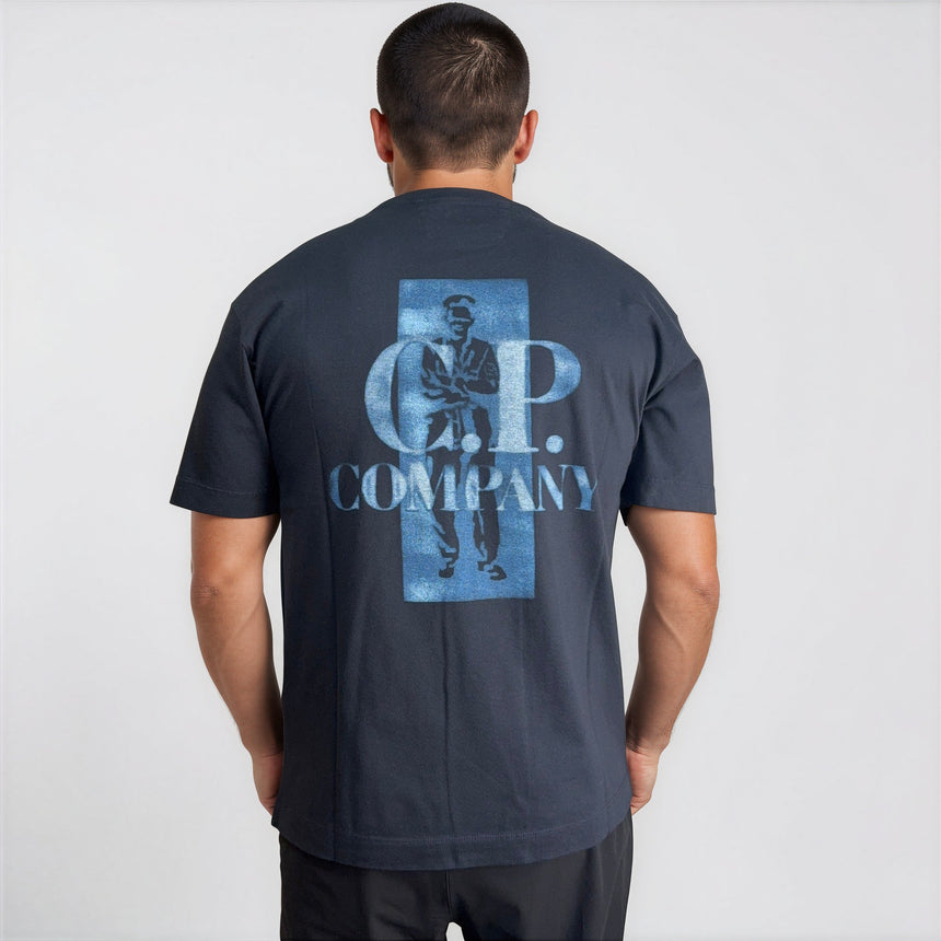 CP Company 30/1 Jersey Comfort Logo T-Shirt in Navy Blue - Boinclo - Outlet Sale Under Retail
