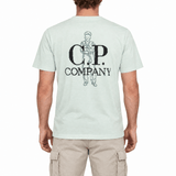 CP Company 30/1 Jersey Mini British Sailor Centred Logo T-Shirt in Misty Blue - Boinclo - Outlet Sale Under Retail