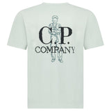 CP Company 30/1 Jersey Mini British Sailor Centred Logo T-Shirt in Misty Blue - Boinclo - Outlet Sale Under Retail