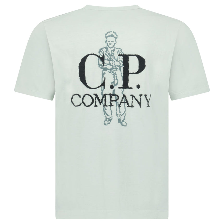 CP Company 30/1 Jersey Mini British Sailor Centred Logo T-Shirt in Misty Blue - Boinclo - Outlet Sale Under Retail