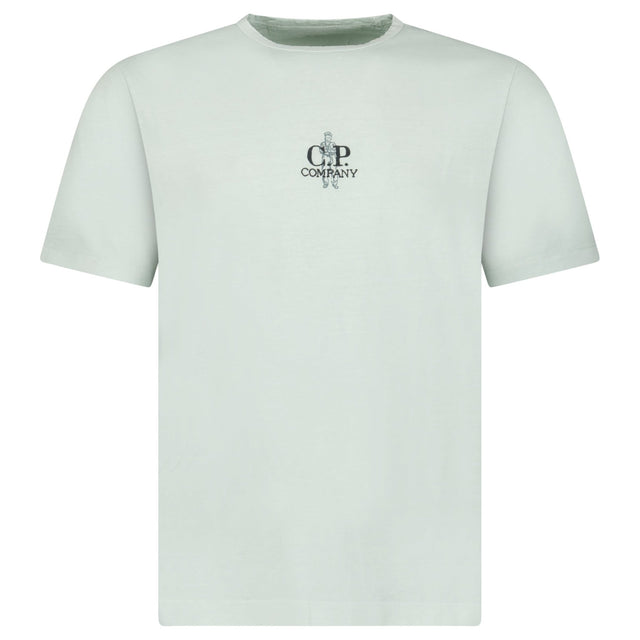 CP Company 30/1 Jersey Mini British Sailor Centred Logo T-Shirt in Misty Blue - Boinclo - Outlet Sale Under Retail