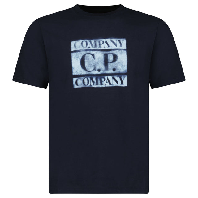 CP Company 30/1 Jersey Short Sleeve Faded Logo T-Shirt in Navy - Boinclo - Outlet Sale Under Retail