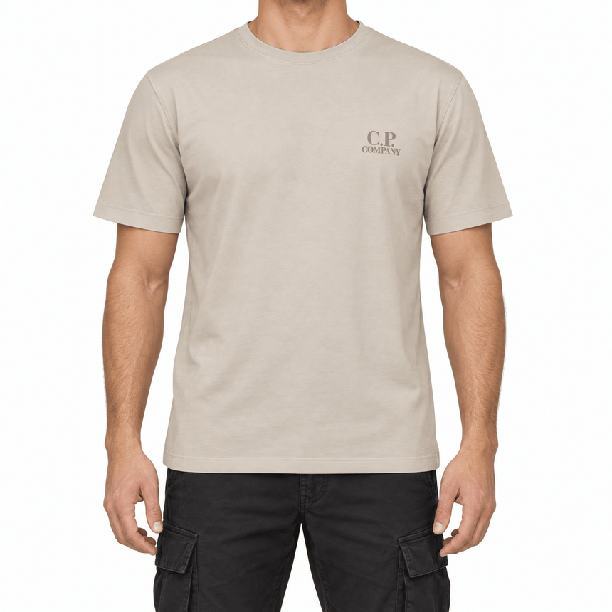 C.P. Company 30/1 Jersey Short Sleeve Left Chest Logo T-Shirt in Dove Grey - Boinclo - Outlet Sale Under Retail