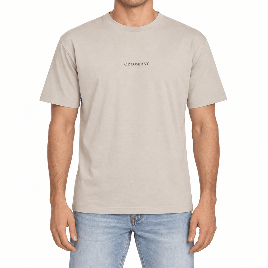 CP Company 30/1 Jersey Short Sleeve Logo T-Shirt in Dove Beige - Boinclo - Outlet Sale Under Retail