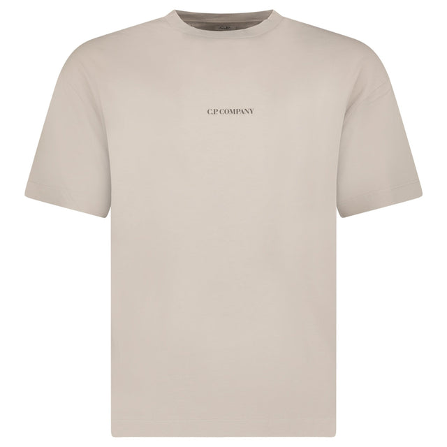 CP Company 30/1 Jersey Short Sleeve Logo T-Shirt in Dove Beige - Boinclo - Outlet Sale Under Retail