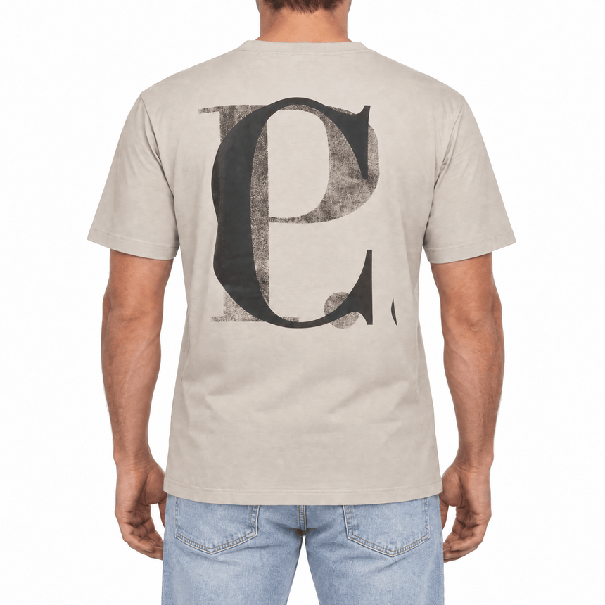 CP Company 30/1 Jersey Short Sleeve Logo T-Shirt in Dove Beige - Boinclo - Outlet Sale Under Retail