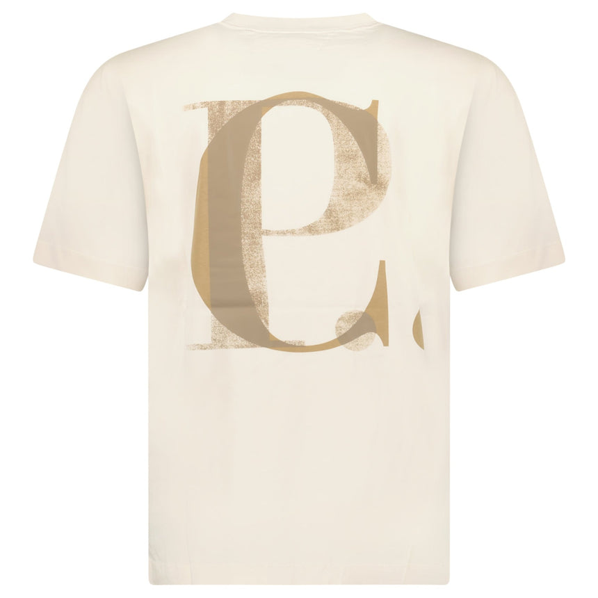 CP Company 30/1 Jersey Short Sleeve Logo T-Shirt in Frozen Dew Beige - Boinclo - Outlet Sale Under Retail