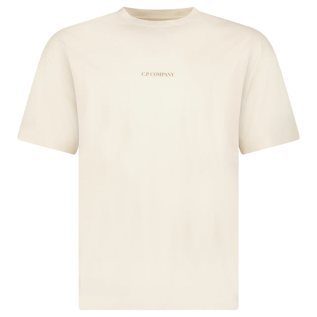 CP Company 30/1 Jersey Short Sleeve Logo T-Shirt in Frozen Dew Beige - Boinclo - Outlet Sale Under Retail