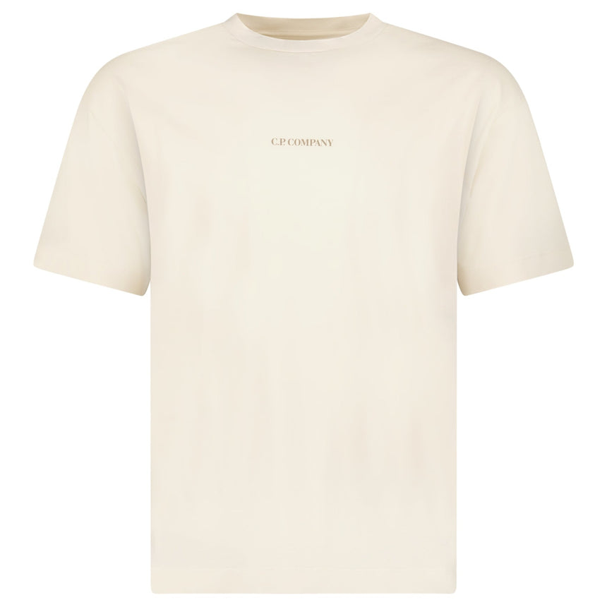 CP Company 30/1 Jersey Short Sleeve Logo T-Shirt in Frozen Dew Beige - Boinclo - Outlet Sale Under Retail