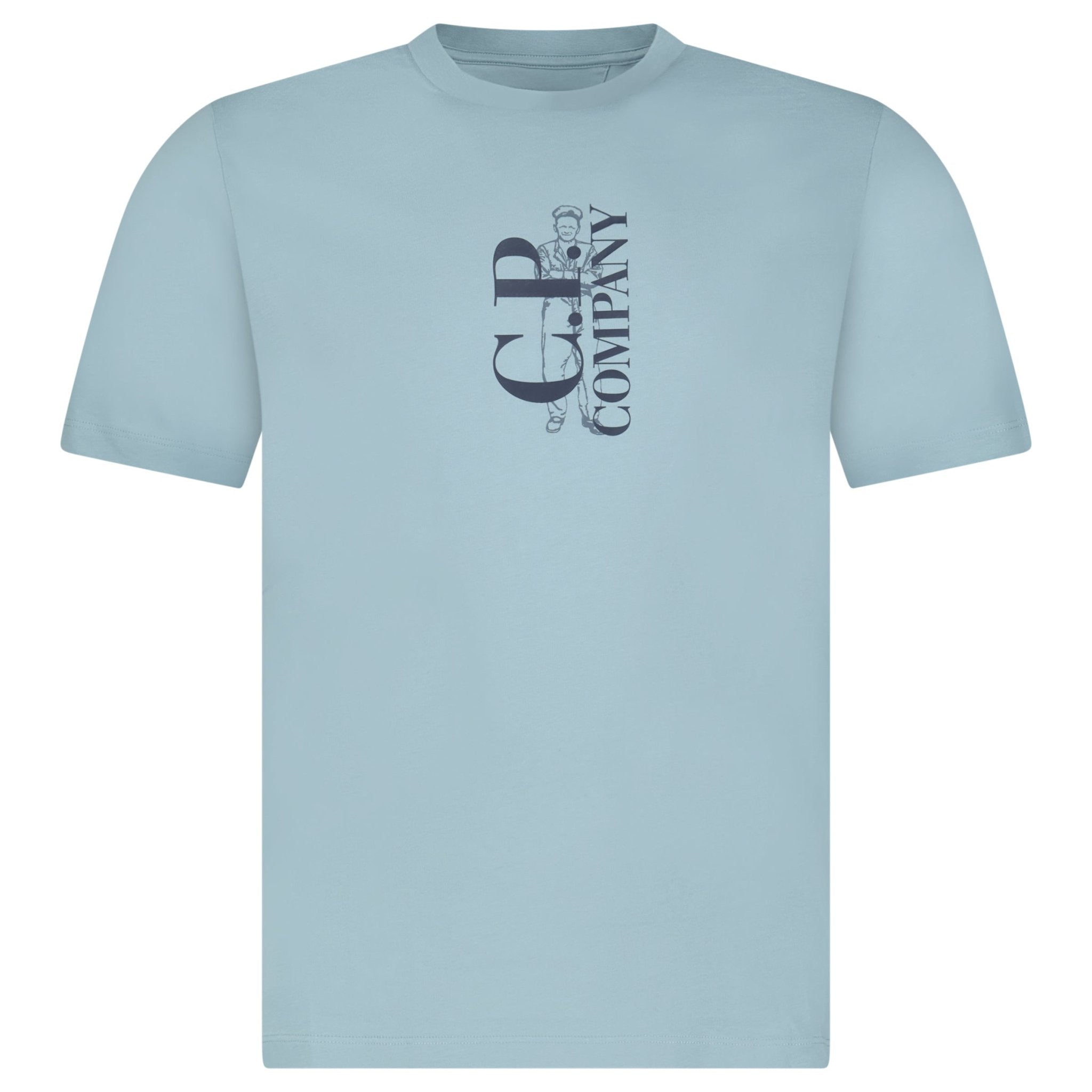 Color variation of CP Company 30/1 Jersey Short Sleeve Printed T-Shirt in Blue