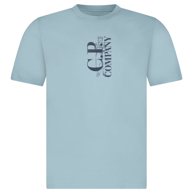 CP Company 30/1 Jersey Short Sleeve Printed T-Shirt in Blue - Boinclo - Outlet Sale Under Retail