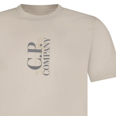 CP Company 30/1 Jersey Short Sleeve Printed T-Shirt in Dove Grey - Boinclo - Outlet Sale Under Retail