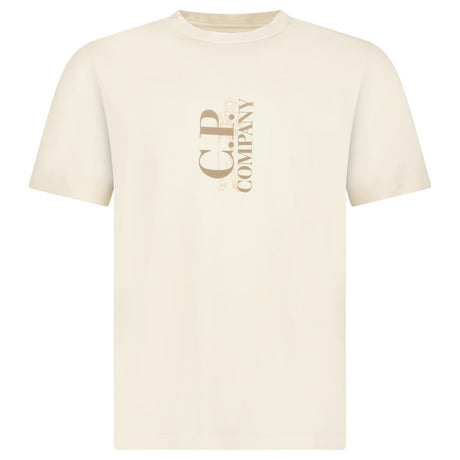 CP Company 30/1 Jersey Short Sleeve Printed T-Shirt in Frozen Dew Beige - Boinclo - Outlet Sale Under Retail