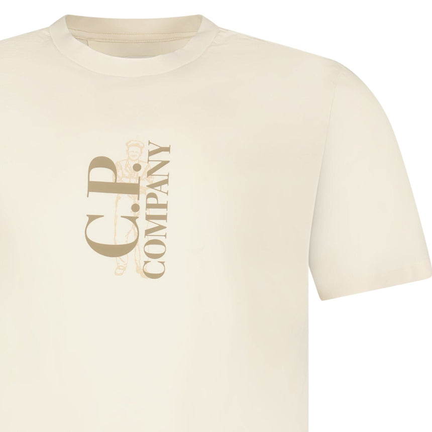 CP Company 30/1 Jersey Short Sleeve Printed T-Shirt in Gauze White - Boinclo - Outlet Sale Under Retail