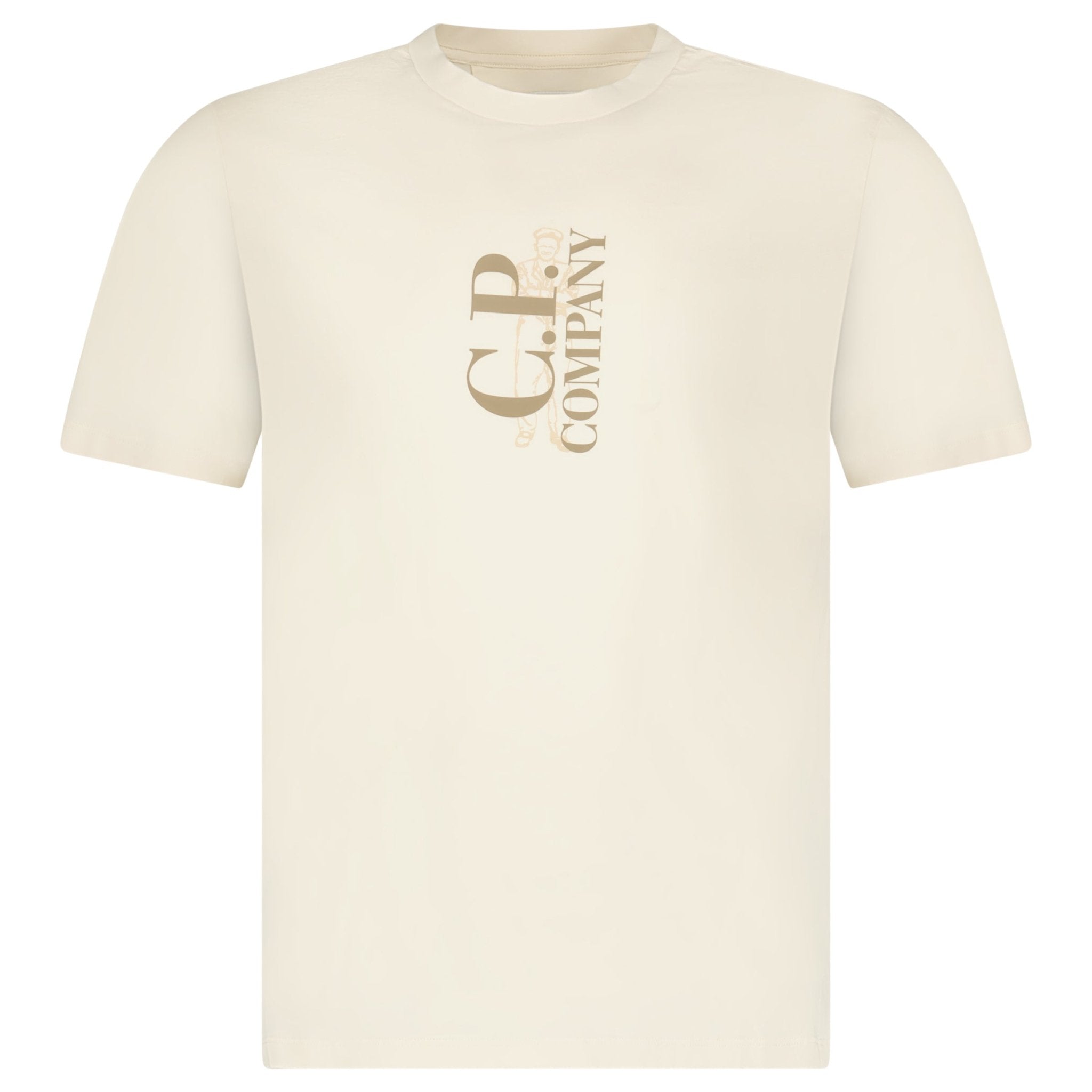 Color variation of CP Company 30/1 Jersey Short Sleeve Printed T-Shirt in Gauze White