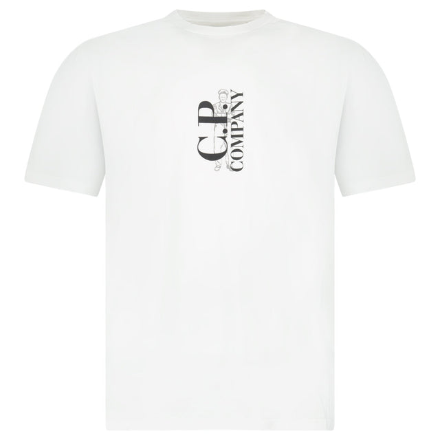 CP Company 30/1 Jersey Short Sleeve Printed T-Shirt in White - Boinclo - Outlet Sale Under Retail