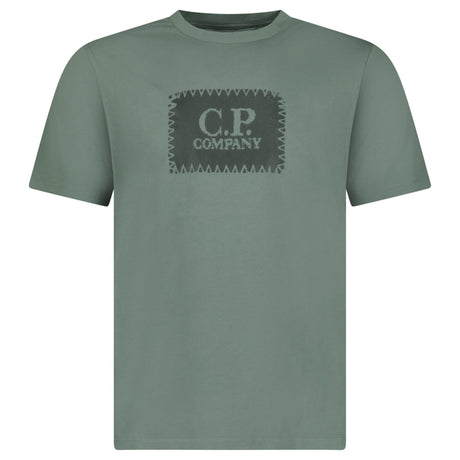 CP Company 30/1 Jersey Stitch Block Logo T-Shirt in Laurel Wreath Green - Boinclo - Outlet Sale Under Retail