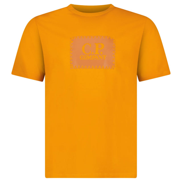 CP Company 30/1 Jersey Stitch Block Logo T-Shirt in Orange - Boinclo - Outlet Sale Under Retail