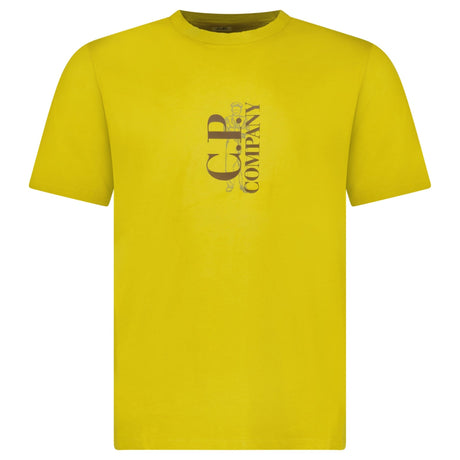 CP Company 30/1 Jersey Vertical Logo and British Sailor T-Shirt in Antique Moss Yellow - Boinclo - Outlet Sale Under Retail