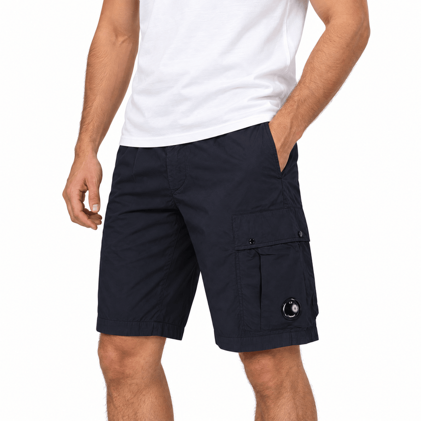 CP Company 50 Fili Stretch Loose Lens Cargo Shorts in Navy - Boinclo - Outlet Sale Under Retail