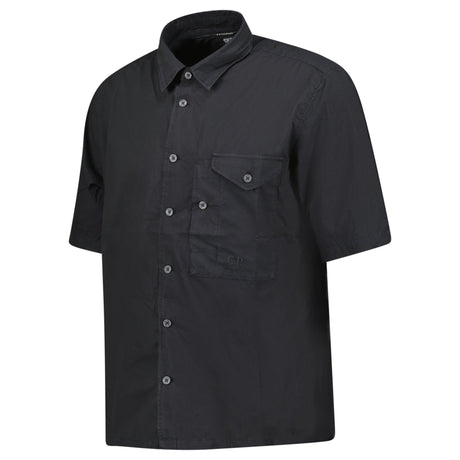 CP Company Black Popeline Short Sleeve Shirt - Boinclo - Outlet Sale Under Retail
