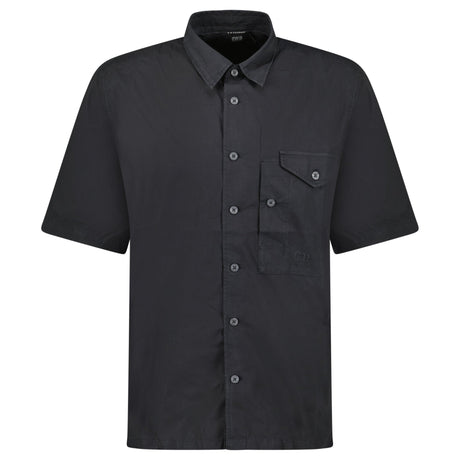 CP Company Black Popeline Short Sleeve Shirt - Boinclo - Outlet Sale Under Retail