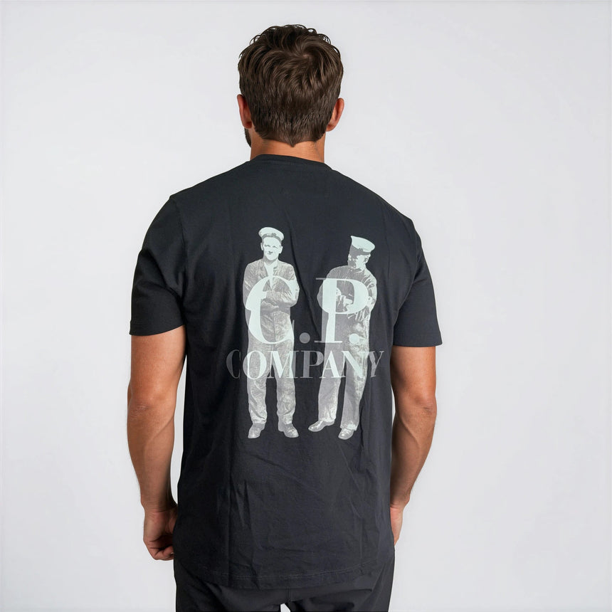 CP Company British Sailor Logo 30/1 T-Shirt in Black - Boinclo - Outlet Sale Under Retail