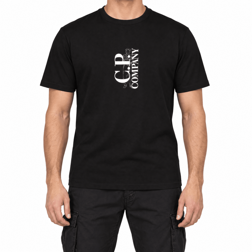 CP Company British Sailor Logo Print T-Shirt in Black - Boinclo - Outlet Sale Under Retail