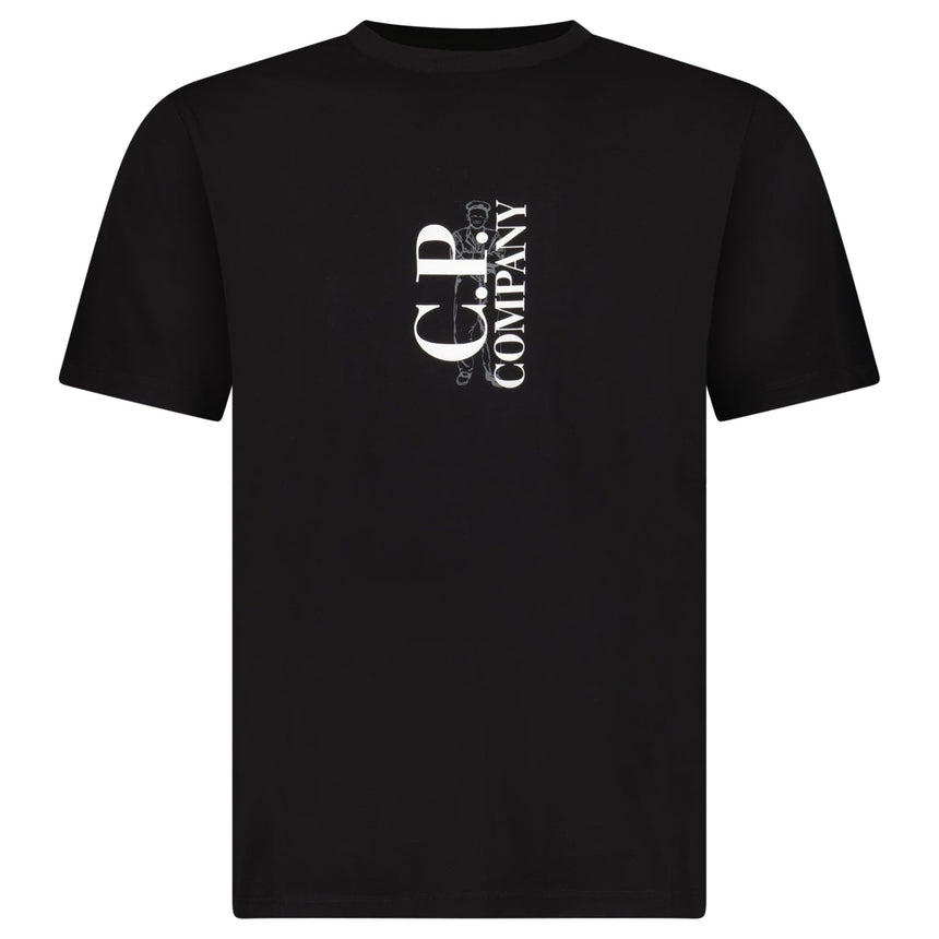 CP Company British Sailor Logo Print T-Shirt in Black - Boinclo - Outlet Sale Under Retail