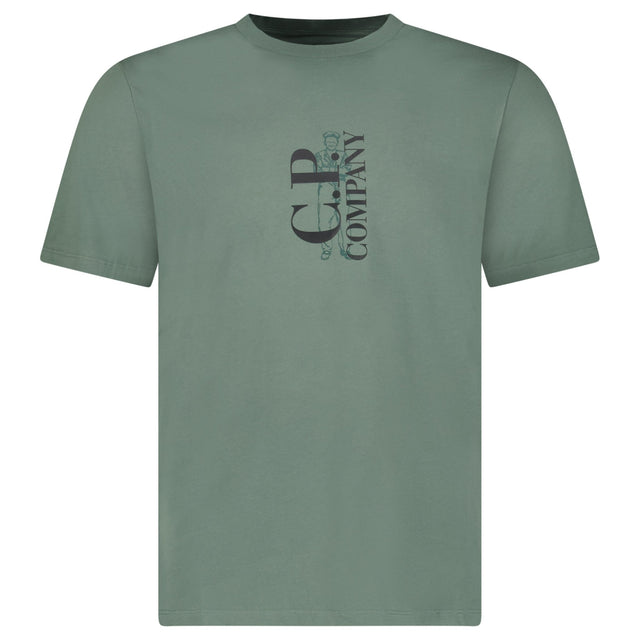 CP Company British Sailor Logo Print T-Shirt in Green - Boinclo - Outlet Sale Under Retail