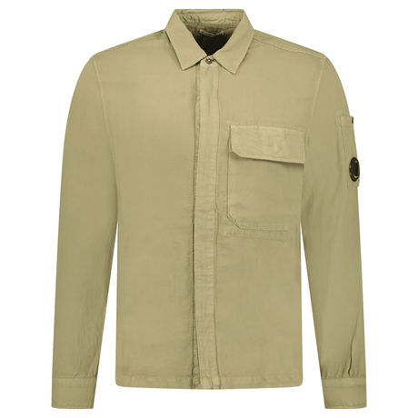 C.P. Company Broken Linen/Cotton Overshirt in Sage Green - Boinclo - Outlet Sale Under Retail