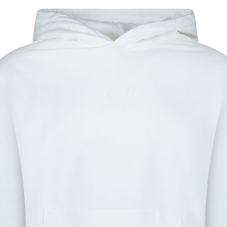 CP Company Brushed Emerised Diagonal Fleece Hoodie in White - Boinclo - Outlet Sale Under Retail
