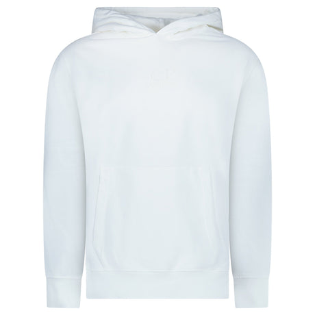 CP Company Brushed Emerised Diagonal Fleece Hoodie in White - Boinclo - Outlet Sale Under Retail