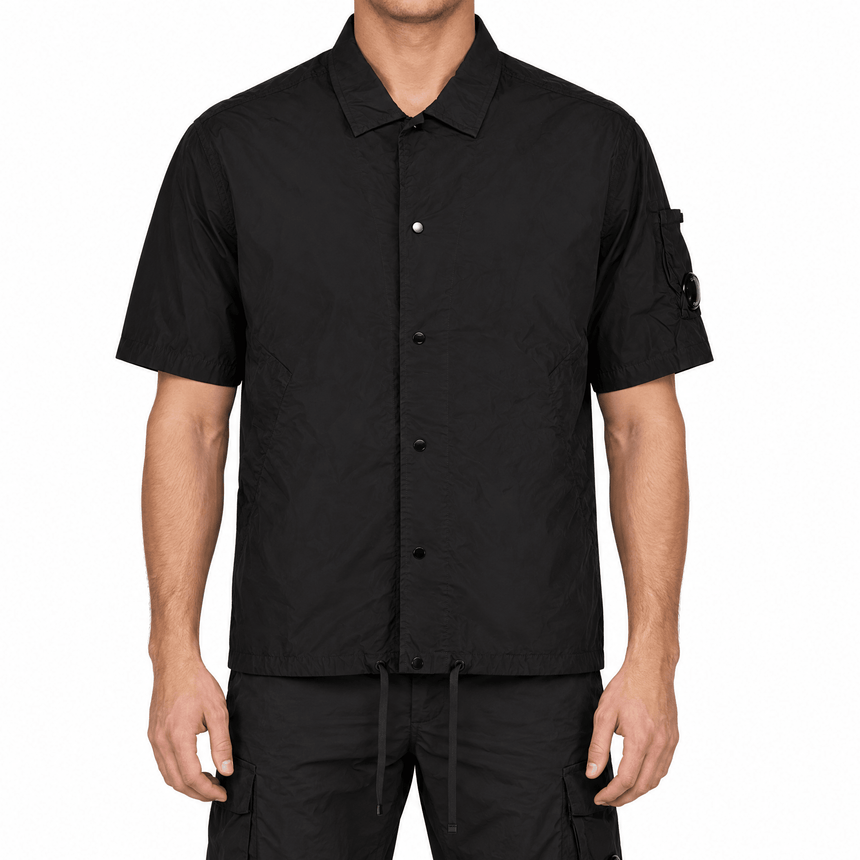 CP Company Chrome-R Short Sleeve Lens Overshirt in Black - Boinclo - Outlet Sale Under Retail