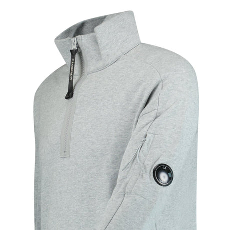 CP Company Collar 1/4 Zip Diagonal Raised Fleece Grey Melange - Boinclo ltd - Outlet Sale Under Retail