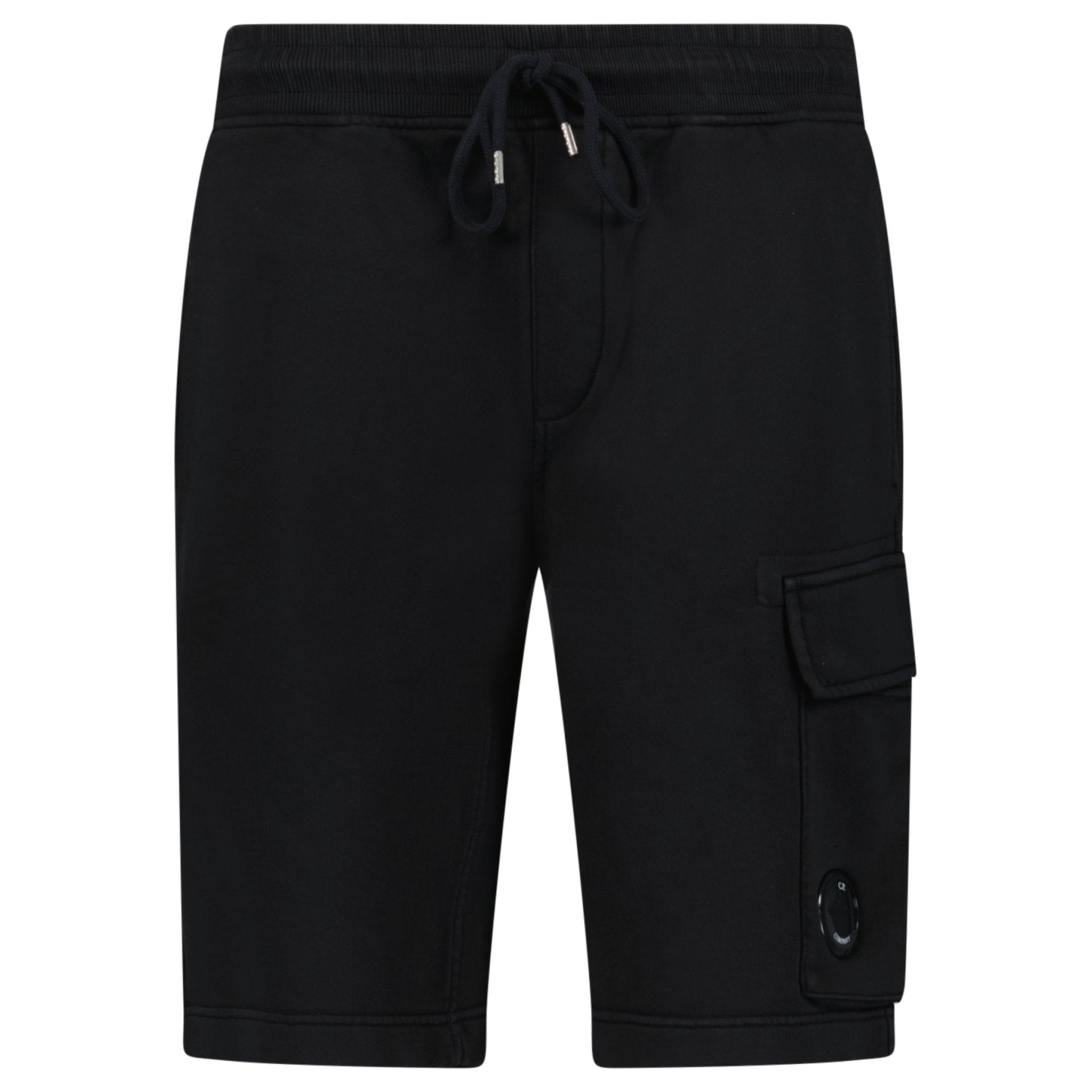 Color variation of CP Company Cotton Diagonal Fleece Cargo Sweat Shorts in Black