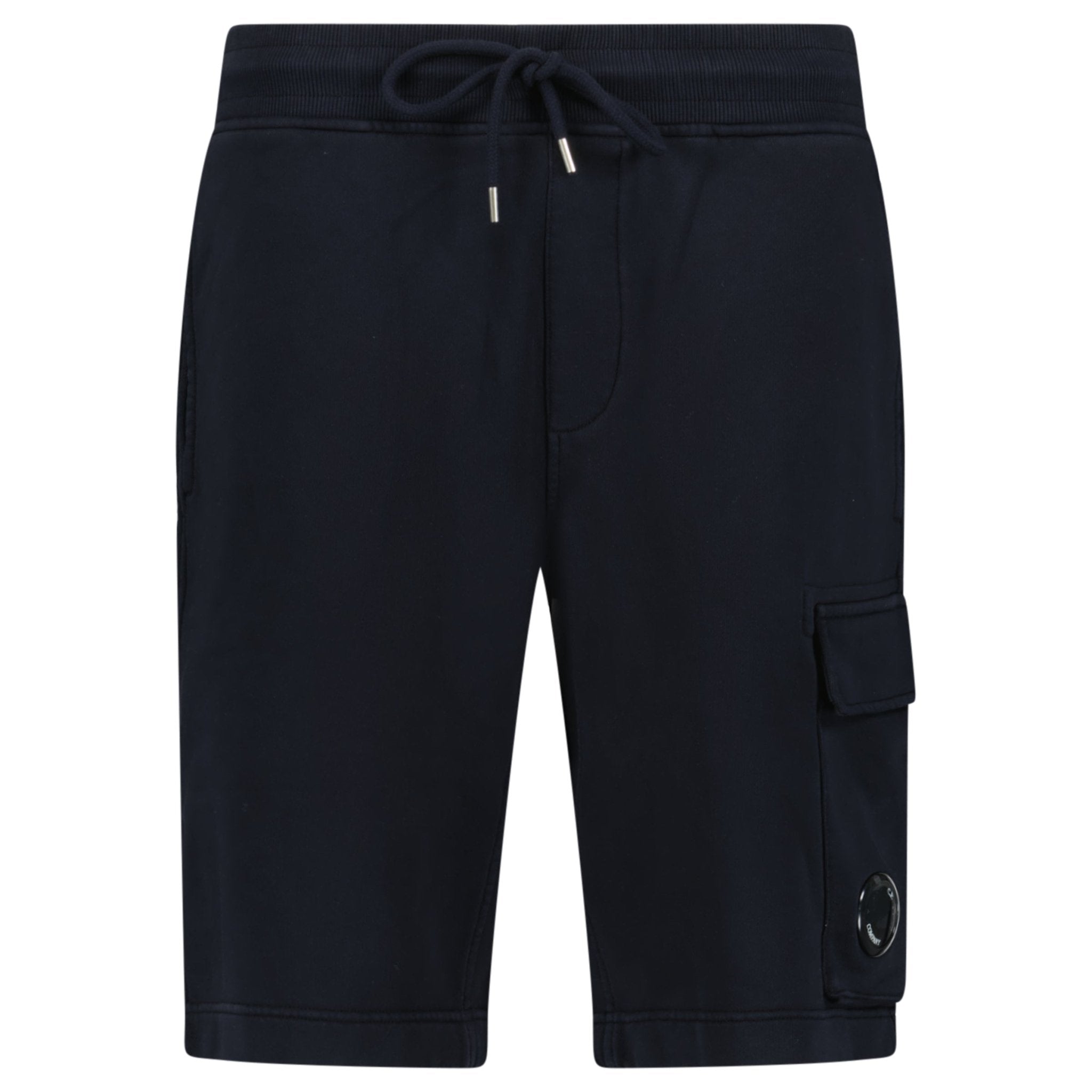 Color variation of CP Company Cotton Diagonal Fleece Cargo Sweat Shorts in Navy Blue