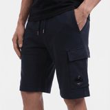 CP Company Cotton Diagonal Fleece Cargo Sweat Shorts in Navy Blue - Boinclo - Outlet Sale Under Retail