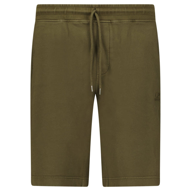 CP Company Cotton Diagonal Fleece Logo Bermudas in Ivy Green - Boinclo - Outlet Sale Under Retail