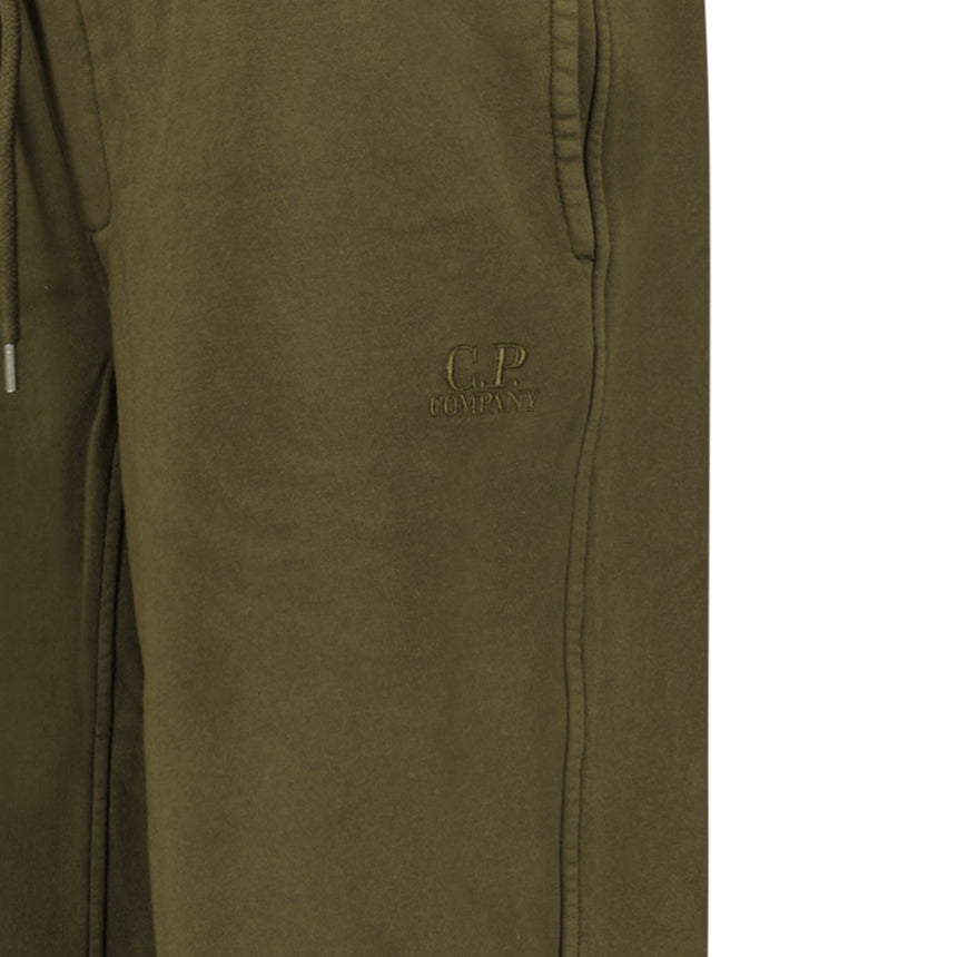 CP Company Cotton Diagonal Fleece Logo Bermudas in Ivy Green - Boinclo - Outlet Sale Under Retail