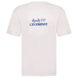 CP Company Blue Stitch Logo Print T-Shirt White - Boinclo - Outlet Sale Under Retail