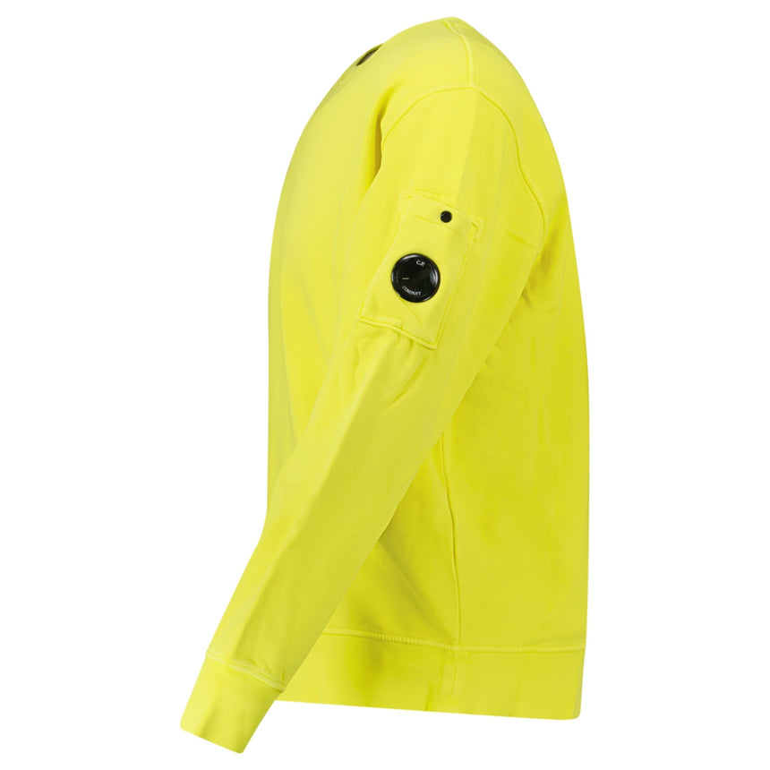 CP Company Brushed and Emerized Diagonal Fleece Crewneck Sweatshirt in Green Sheen - Boinclo - Outlet Sale Under Retail