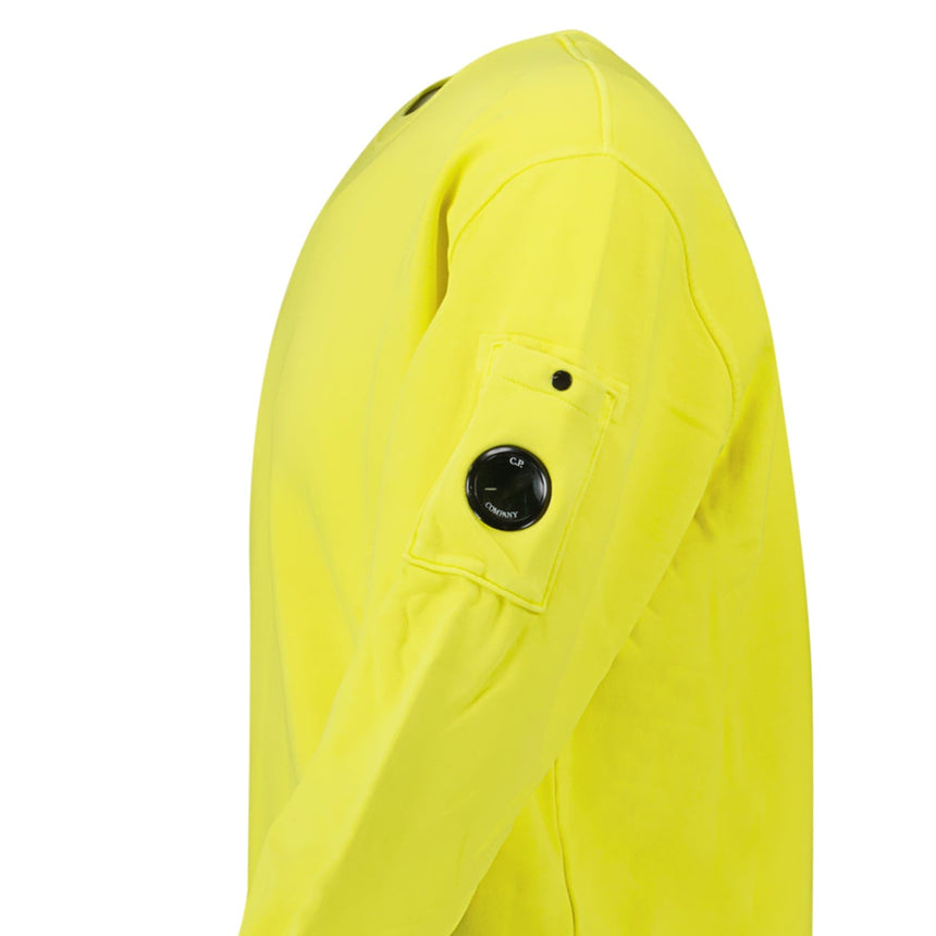 CP Company Brushed and Emerized Diagonal Fleece Crewneck Sweatshirt in Green Sheen - Boinclo - Outlet Sale Under Retail