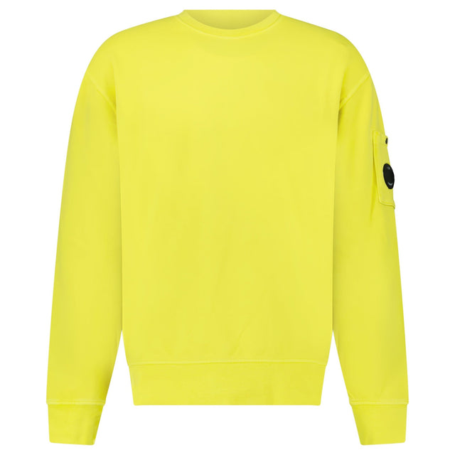 CP Company Brushed and Emerized Diagonal Fleece Crewneck Sweatshirt in Green Sheen - Boinclo - Outlet Sale Under Retail